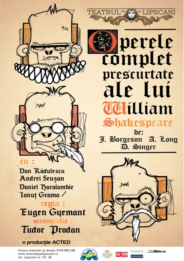 Afis Operele complet prescurtate ale lui William Shakespeare