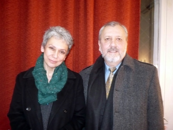 Aurel V. Zgheran cu actriu0163a Oana Pellea (12 februarie  2014, Teatrul Lucia Sturdza Bulandra, Bucureu015Fti)